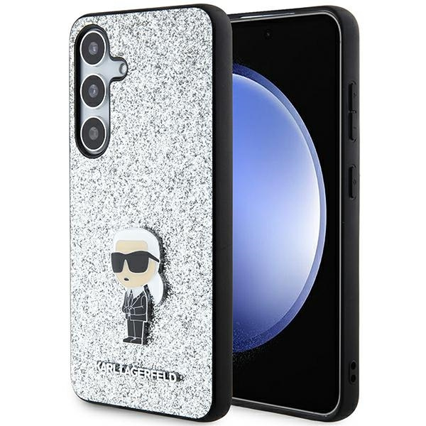 Etui Karl Lagerfeld KLHCS24MGCNPSG S24+ S926 srebrny/silver hardcase Fixed Glitter Ikonik Logo Metal Pin Case