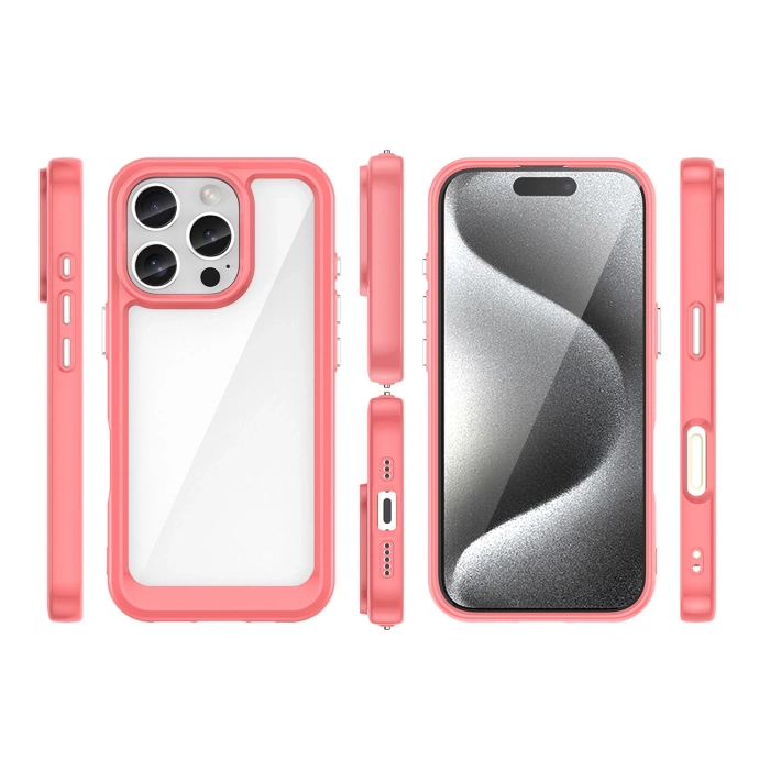 Etui Outer Space Case z żelową ramką do iPhone 16 Pro - czerwone