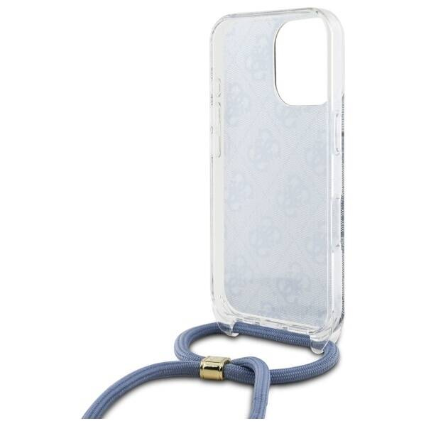 Etui Guess iPhone 16 Pro niebieski/blue hardcase Crossbody Cord 4G Print