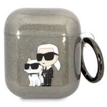 Etui Karl Lagerfeld Airpods 1/2 cover czarny/black Gliter Karl&Choupette