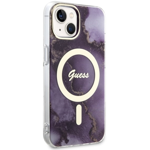 Etui Guess GUHMP14SHTMRSU iPhone 14 6.1" purpurowy/purple hardcase Golden Marble MagSafe Case