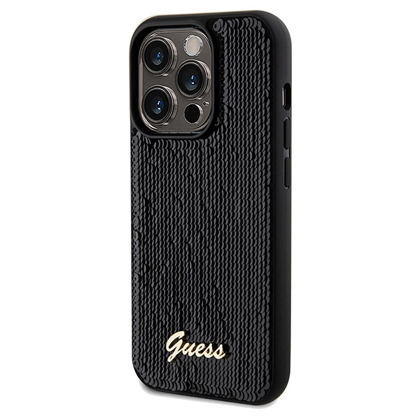 Etui Guess GUHCP14XPSFDGSK iPhone 14 Pro Max 6.7" czarny/black hardcase Sequin Script Metal Case