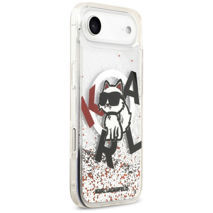Etui Karl Lagerfeld Liquid Glitter       Choupette Logo MagSafe do iPhone Air przezroczysty
