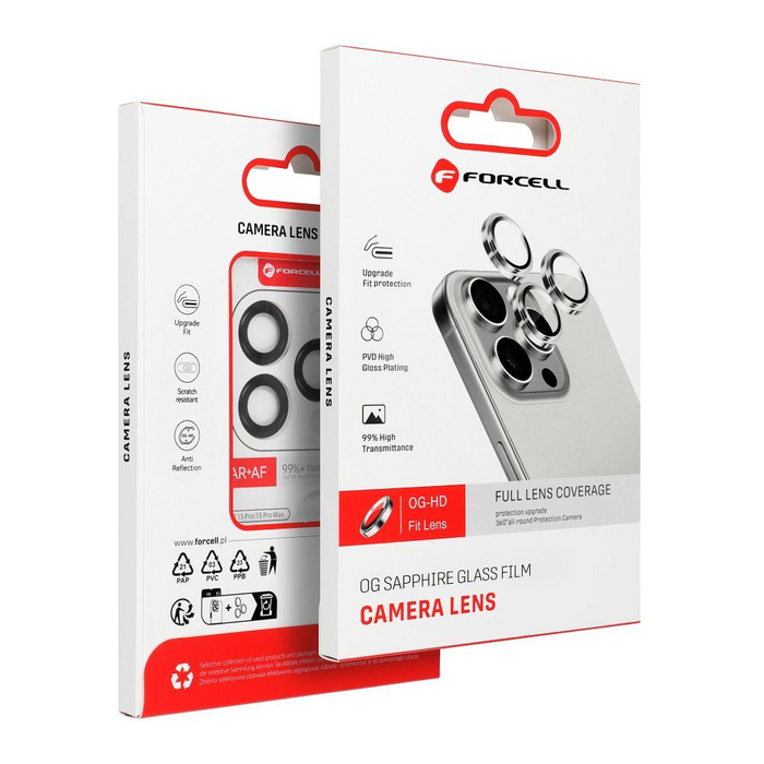 Szkło hartowane na aparat do iPhone 15 Pro / 15 Pro Max Forcell Premium tytanowe niebieskie 0INT
