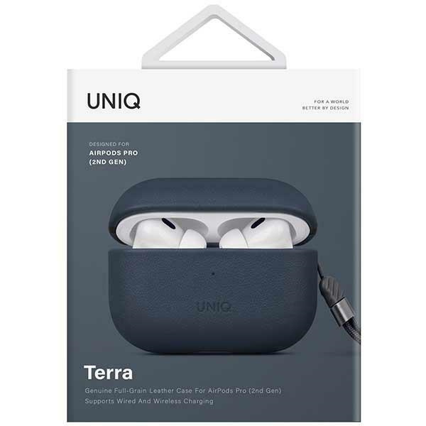 UNIQ etui Terra AirPods Pro 2 gen. Genuine Leather niebieski/space blue