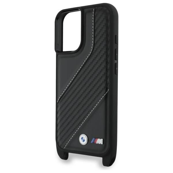 Etui BMW iPhone 16 Plus czarny/black hardcase M Edition Carbon Stripe & Strap