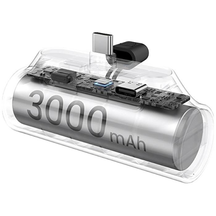 Powerbank USAMS PB79 Mini Tail Plug      Portable 3000mAh USB-C srebrny
