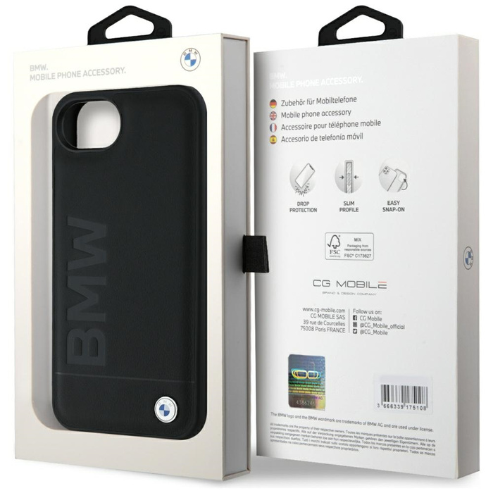 Etui BMW Leather Hot Stamp do iPhone 16e czarny