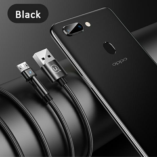 Kabel Pleciony USAMS USB MicroUSB U60 Obrotowy 2A 1m Czarny