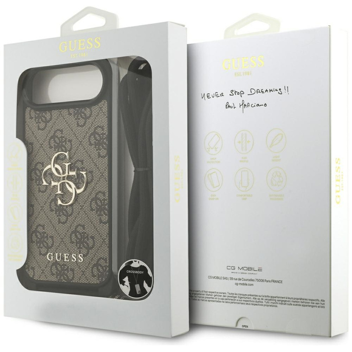 Etui Guess 4G Big Logo Cord Stap         Crossbody do iPhone 17 Air brązowy