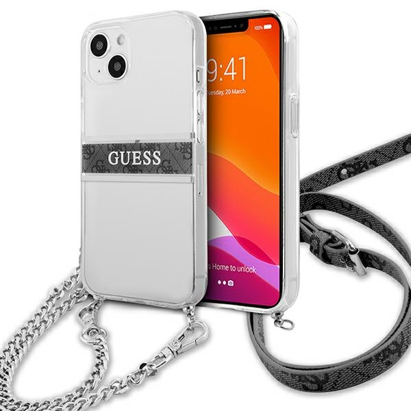 Etui GUESS Apple iPhone 13 Mini 4G Grey Strap Silver Chain Bezbarwny Hardcase