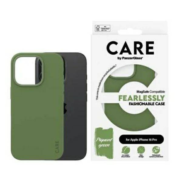 Etui CARE by PanzerGlass Fashion Case iPhone 16 Pro 6.3" zielony/green MagSafe 1386