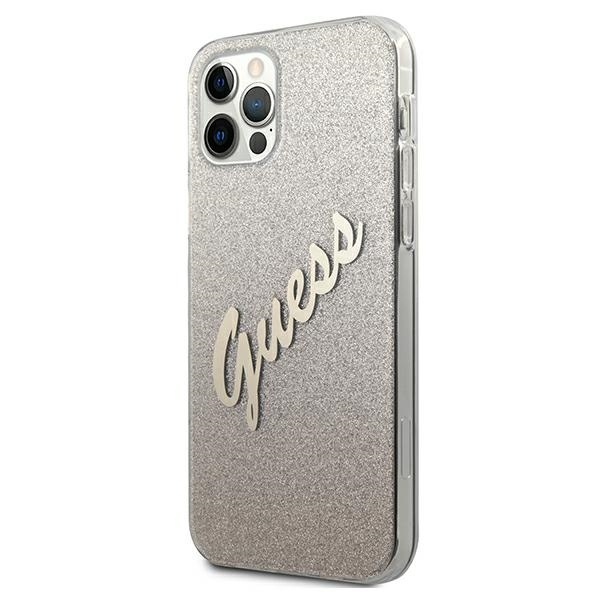 Etui GUESS Apple iPhone 12 Pro Max Glitter Gradient Script Złoty Hardcase
