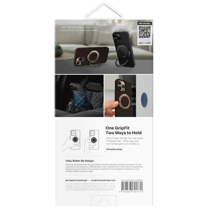 Etui UNIQ Keva Air do iPhone 16 Pro      Magclick Charging GripFit brązowy
