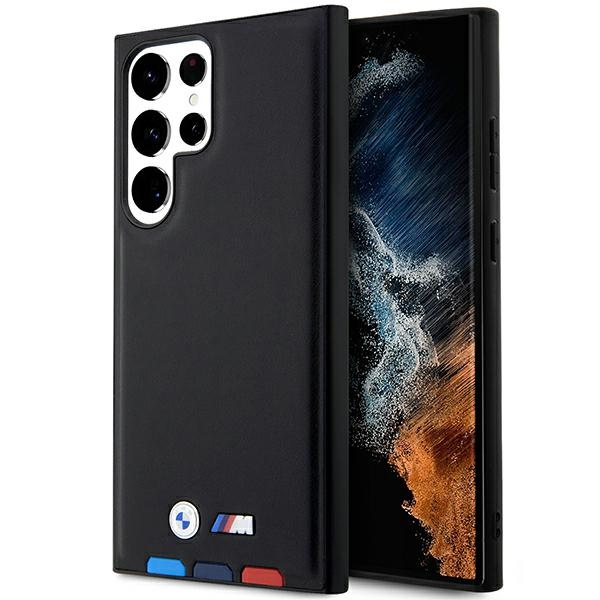 Etui BMW BMHCS23L22PTDK S23 Ultra S918 czarny/black Leather Stamp Tricolor Case