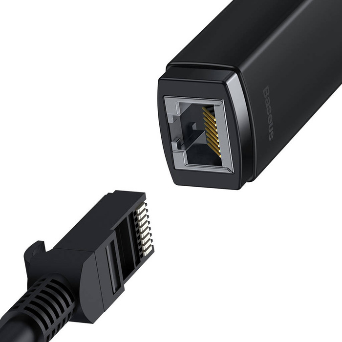 Baseus Lite Series zewnętrzna karta sieciowa USB Typ C - RJ-45 1Gbps (1000Mbps) czarny (WKQX000301)