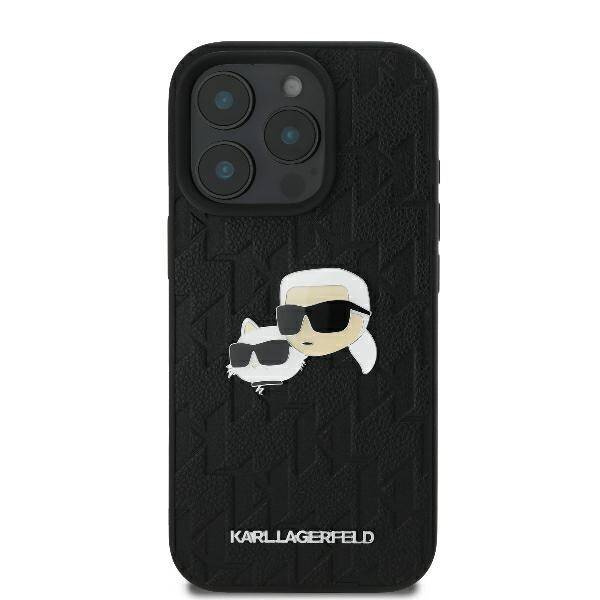 Etui Karl Lagerfeld iPhone 16 Pro 6.3" czarny/black hardcase Monogram Karl&Chaoupette Head Pin
