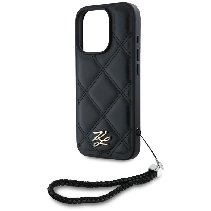 Etui Karl Lagerfeld Quilted Initial Logo & Chain Strap do iPhone 16 Pro Max czarny