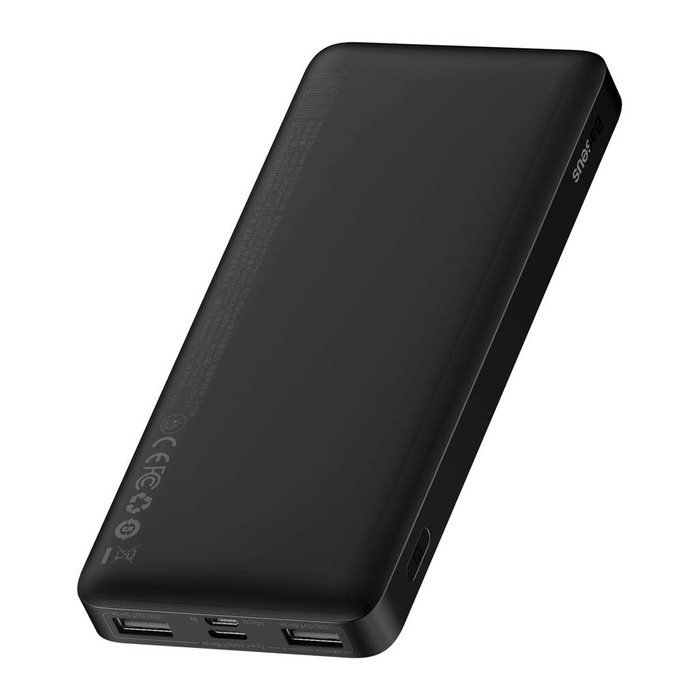 Baseus Bipow powerbank z wyświetlaczem 10000mAh 15W czarny (Overseas Edition) + kabel USB-A - Micro USB 0.25m czarny (PPBD050001)