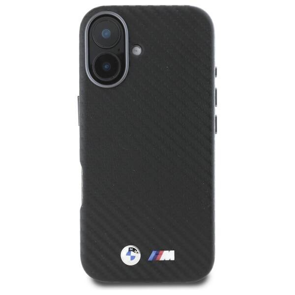 Etui BMW iPhone 16 czarny/black hardcase Carbon Wrapped Metal