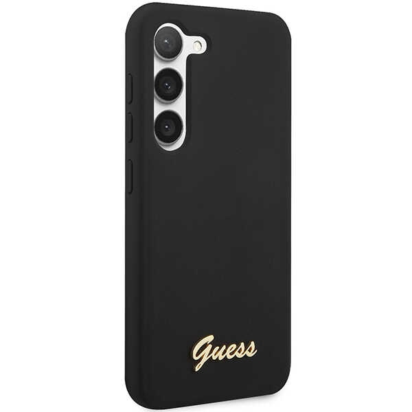 Etui Guess GUHCS23MSLSMK S23 Plus S916 czarny/black hardcase Silicone Vintage Gold Logo