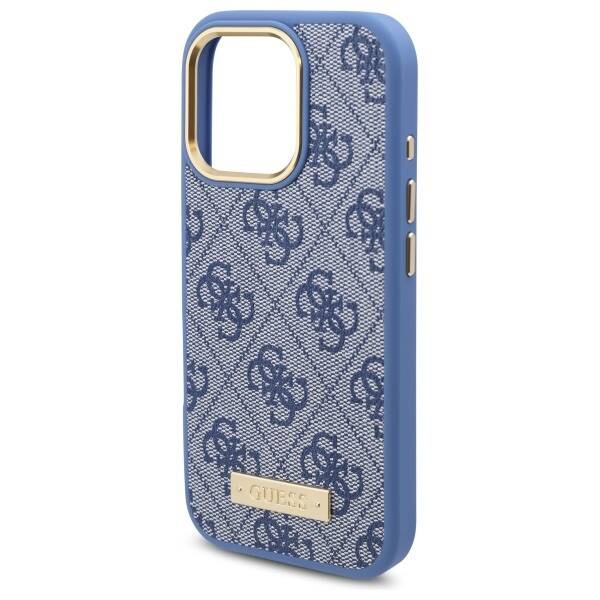 Etui Guess iPhone 16 Pro 6.3" niebieski/blue hardcase 4G Logo Plate MagSafe