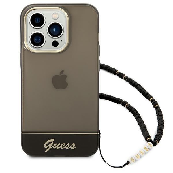 Etui GUESS Apple iPhone 14 Pro Translucent Pearl Strap Czarny Hardcase