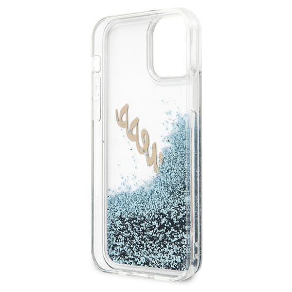 Etui GUESS Apple iPhone 12 Pro Max Glitter Vintage Script Niebieski Hardcase