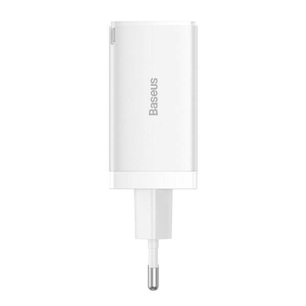 Szybka ładowarka sieciowa GaN 2 x USB C 1 x USB 65W Baseus GaN5 Pro + kabel USB C - USB C 100W - biała