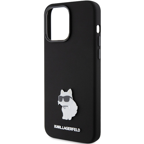 Etui Karl Lagerfeld KLHCP15XSMHCNPK iPhone 15 Pro Max 6.7" czarny/black Silicone Choupette Metal Pin Case