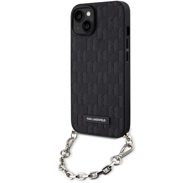 Etui Karl Lagerfeld KLHCP14SSACKLHPK iPhone 14 6.1" czarny/black hardcase Saffiano Monogram Chain Case
