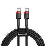 Baseus Cafule Cable wytrzymały nylonowy kabel przewód USB-C PD / USB-C PD PD2.0 60W 20V 3A QC3.0 1M czarny-czerwony (CATKLF-G91)