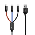 Kabel USB BASEUS 3w1 USB-C Lightning Micro 3,5A 0,3m czarny