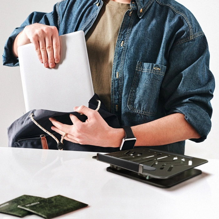 Podstawka pod laptopa Wozinsky WRS-CPY84SB 360 aluminiowa + Gratis! podstawka do smartfona - czarna