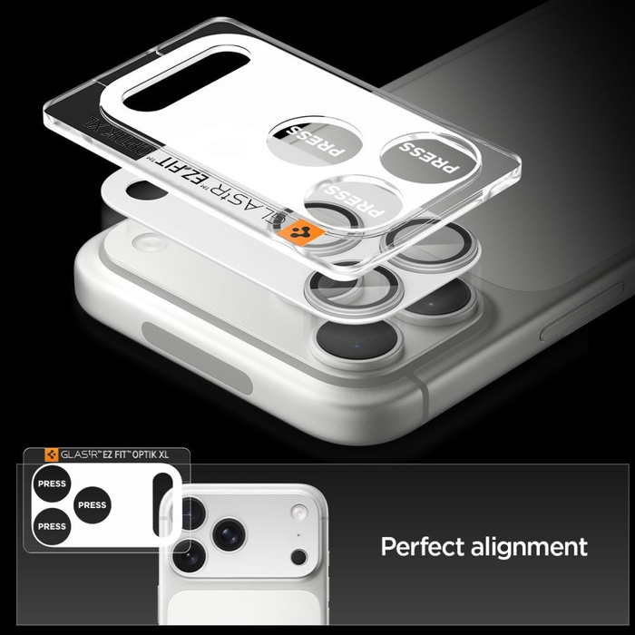 OSŁONA APARATU SPIGEN OPTIK PRO XL GLAS.TR ”EZ FIT” CAMERA PROTECTOR IPHONE 17 PRO MAX SILVER