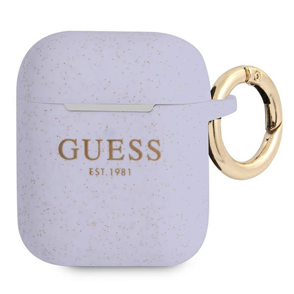 Etui GUESS Apple AirPods Silicone Glitter Purpurowy Case