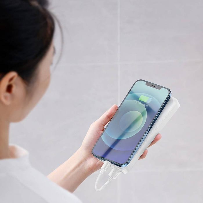 Baseus Bipow powerbank z szybkim ładowaniem 30000mAh 20W biały (Overseas Edition) + kabel USB-A - Micro USB 0.25m biały (PPBD050402)