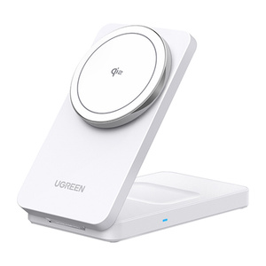 Magnetyczna ładowarka bezprzewodowa 2w1 UGREEN W706, MagSafe W706, 15W (biała)