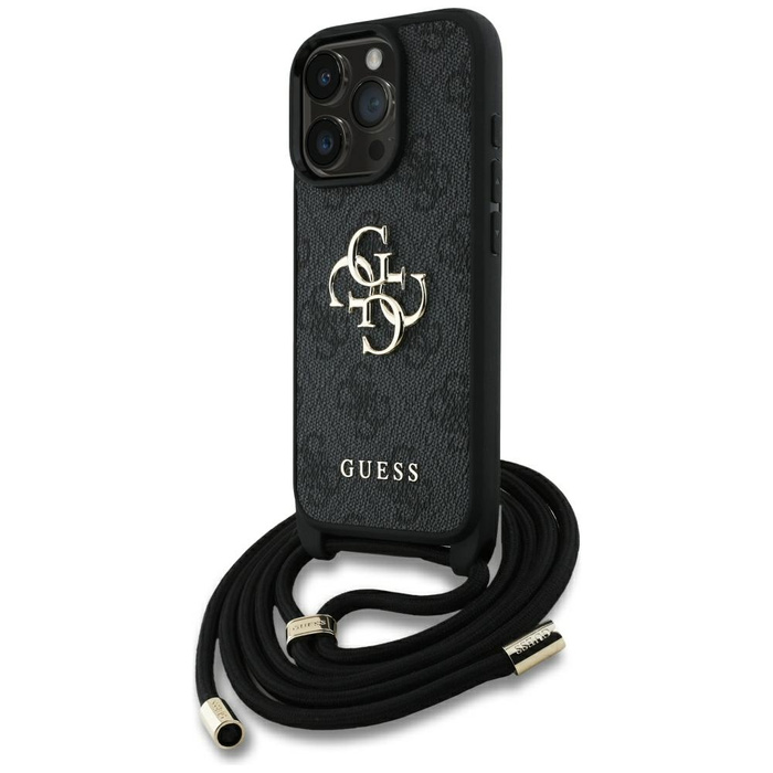 Etui Guess 4G Big Logo Cord Stap          Crossbody do iPhone 16 Pro Max czarny