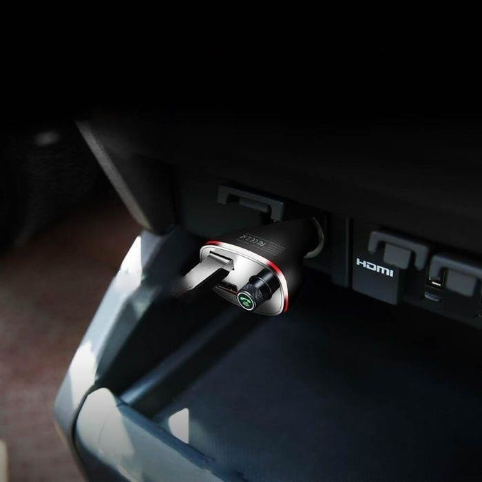 ŁADOWARKA ROCK B300 2-PORT USB CAR CHARGER + TRANSMITER FM BLACK CZARNA