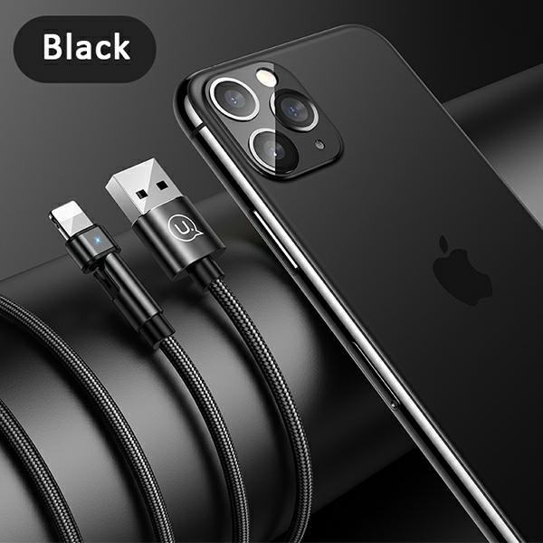 Kabel Pleciony USAMS USB Apple Lightning U60 Obrotowy 2A 1m Czarny