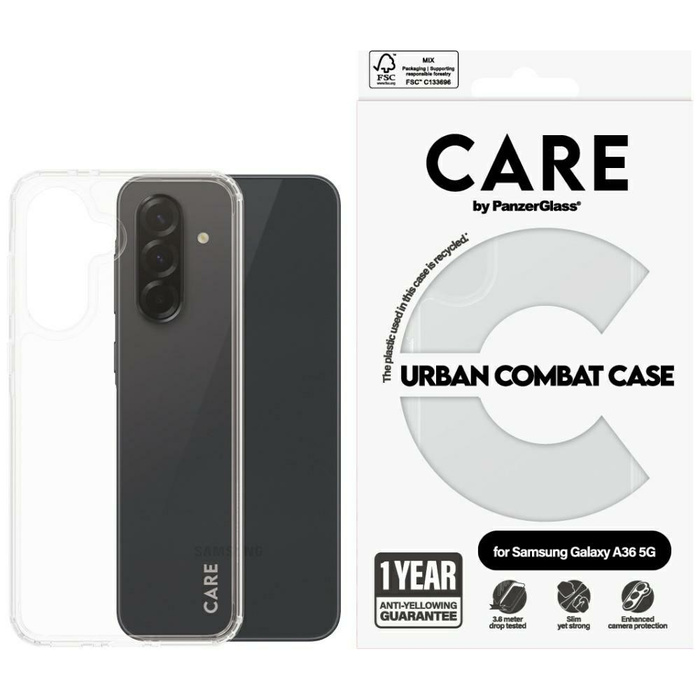 Etui CARE by PanzerGlass Flagship Urban  Combat do Samsung Galaxy A36 5G przezroczysty