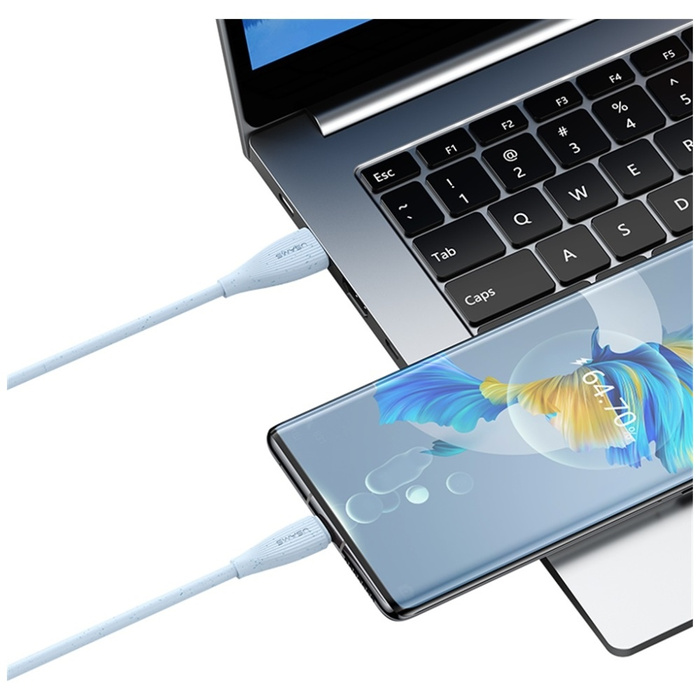 Kabel USAMS Green Series SJ714 18W 3A    USB-A do USB-C 1m różowy