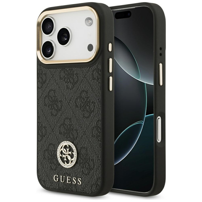 Etui Guess 4G Strass Logo MagSafe do     iPhone 17 Pro czarny