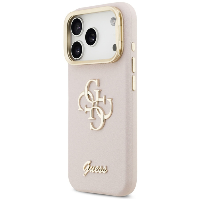 Etui Guess Grained Big 4G & Stand Camera do iPhone 17 Pro różowy