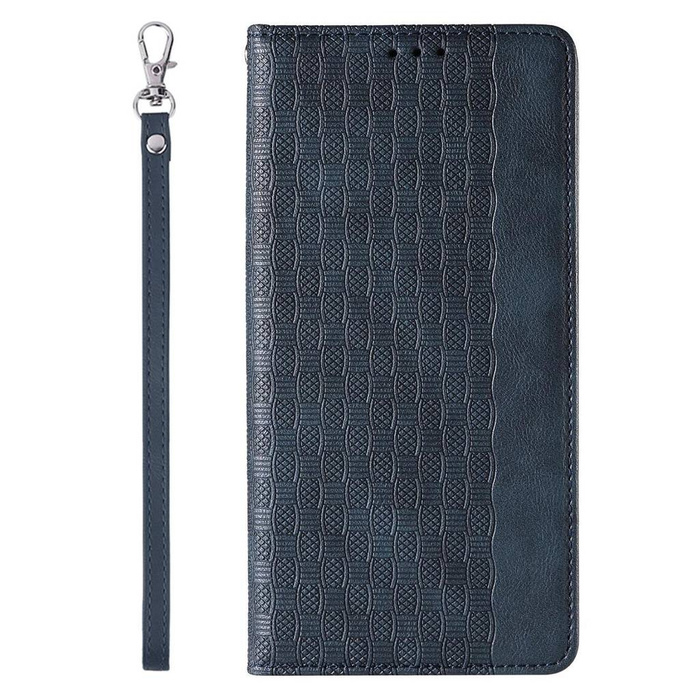 Magnet Strap Case etui iPhone 14 Pro pokrowiec z klapką portfel mini smycz podstawka niebieskie
