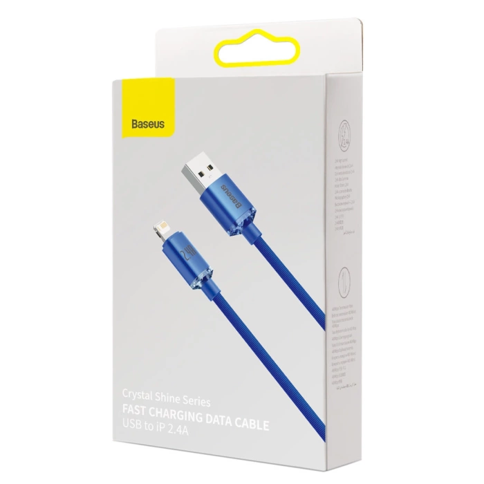 Baseus Crystal Shine Series kabel przewód USB do szybkiego ładowania i transferu danych USB Typ A - Lightning 2,4A 2m niebieski (CAJY000103)