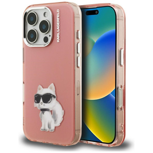 Etui Karl Lagerfeld IML Aquarelle        Choupette & Logo do iPhone 16 Pro różowy