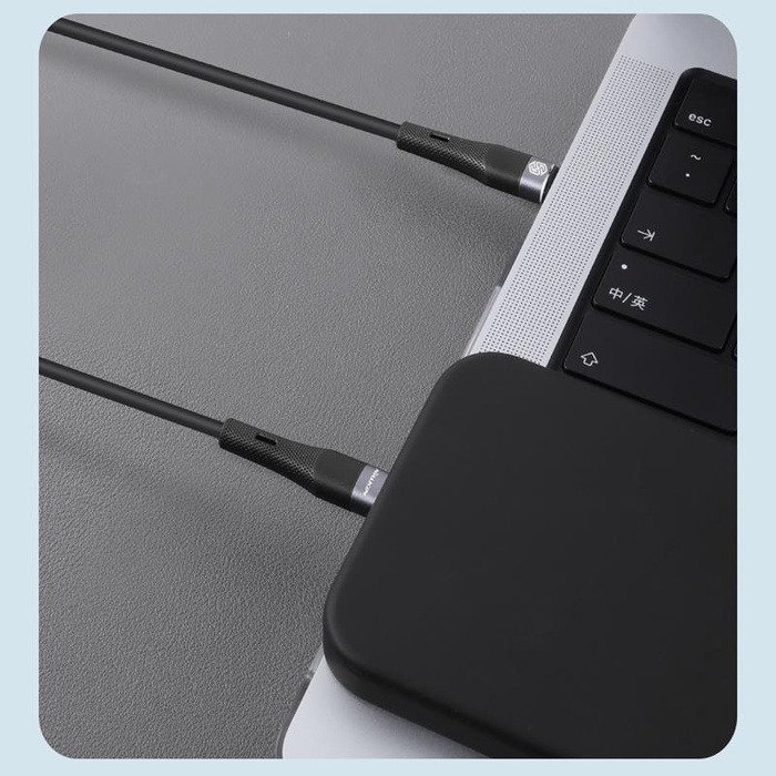 Kabel NILLKIN DATA CABLE FLOWSPEED SILICON TYPE C-LIGHTNING PD 27W, BLACK / CZARNY