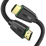 Ugreen mocny kabel przewód w nylonowym oplocie HDMI 2.0 4K 60 Hz 3D 18 Gbps HDR ARC Ethernet (HEC) 48 bit 1,5 m czarny (HD118 40409)